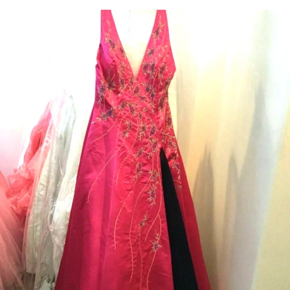 Sparkle prom pageant quinceanera ball gown beaded embroidered Halter dress 4 NEW